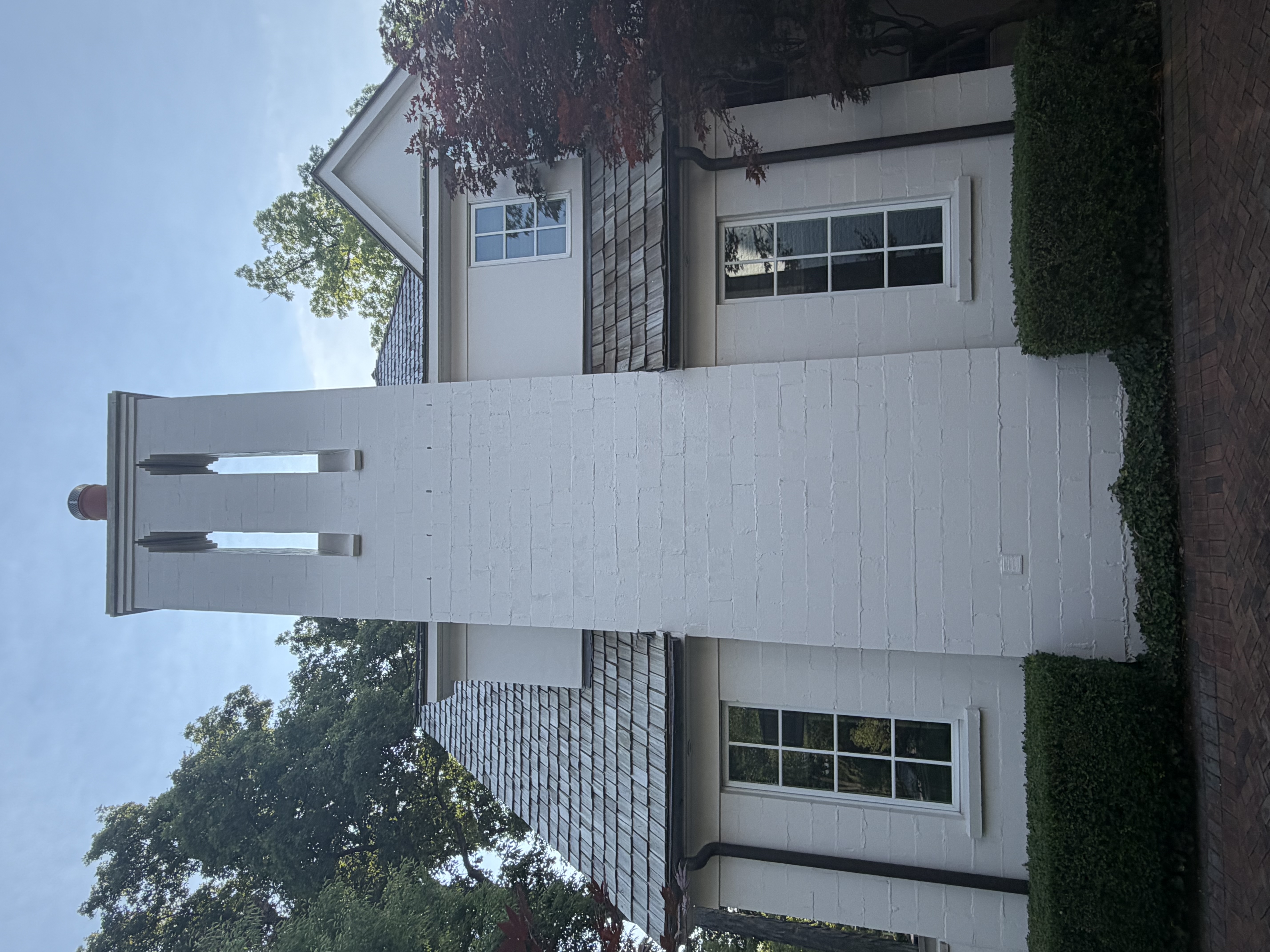 White painted chimney on luxury home